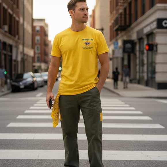 Gildan Troop 336 Coral Gables Graphic Tee Yellow Regular - Picture 4 of 9